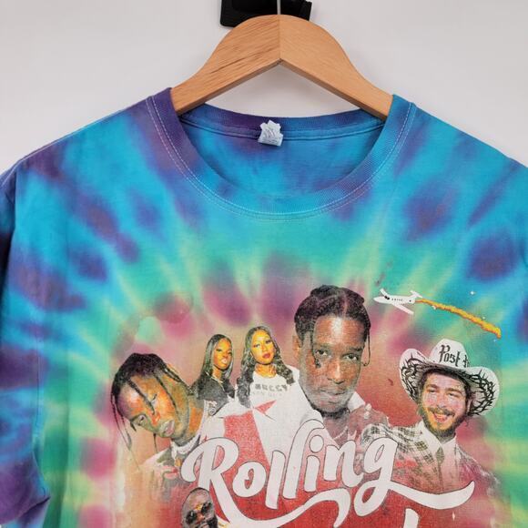 Rolling Loud Travis Scott Post Malone ASAP Miami 2021 Tie Dye Rapper T-Shirt - Picture 3 of 12